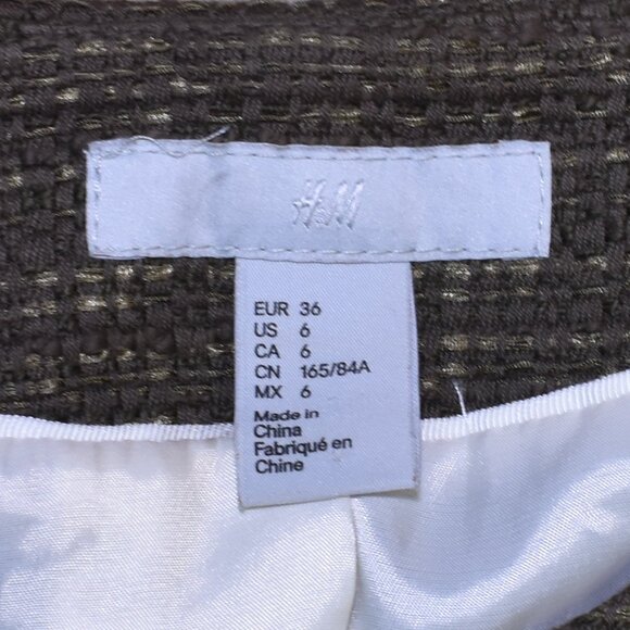 H&M Olive Green Tweed Asymmetrical Zip Blazer Jacket Women’s 6 Small Chic - Picture 5 of 7